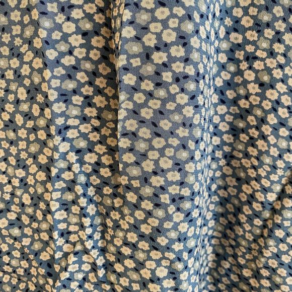 Madewell Womens Ruffle Edge Silk Wrap Dress Size M Bitsy Ditsy Floral Blue Lined - Picture 13 of 14